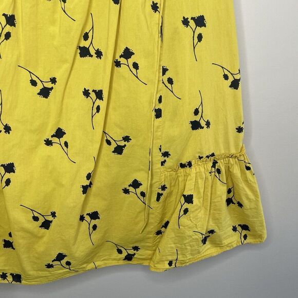 THAKOON Mini Shift Dress Women 4 Yellow Floral Ruffle Sleeveless Cotton V-Neck - Picture 6 of 14